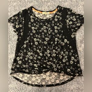 Floral Black and White Women's Top